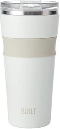 BUILT 24oz Shasta Double Wall Vacuum Insulated Stainless Steel Tumbler with Easy to Clean Flip to Open Lid, Marshmallow by Built
