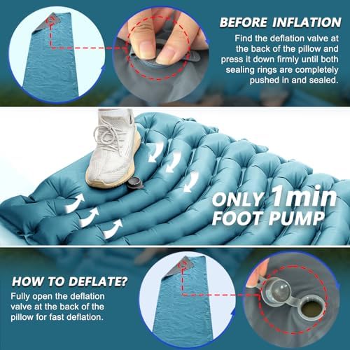 Ultralight Camping Sleeping Pad with Pillow & Built-in Foot Pump - Image 6