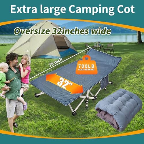 2 Pack 32" Wide XXL Camping Cot with Mattress, Oversize Cots for Adults - Image 4