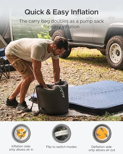 Acacia 4" Thick Self Inflating Sleeping Pad with Foam, Innovative Y-Shaped Telescopic Structure, Ultraportable Camping Air Mattress with Pump Sack, Easy Roll Up Sleep Bed for Travel Tent Car - Image 6