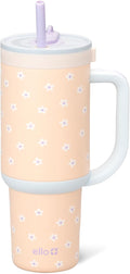 Ello Oasis 30 oz Tumbler with Handle & Retracting Straw | Reusable Insulated Stainless Steel Cup 100% Leakproof, Gifts for Teens Women Men | Keeps cold for 24 Hours, Cup Holder Friendly, Daisies by Ello