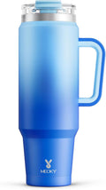 Meoky 40 oz Tumbler with Handle and Straw, Insulated Tumbler with Lid and Straw, Stainless Steel Travel Mug, Keeps Cold for 34 Hours, 100% Leak Proof, Fits in Car Cup Holder (Sky) by MEOKY