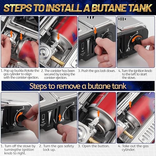 GasBRUH Propane or Butane Camping Stove with Windblocker, Dual Fuel 10,000 BTU Stainess Steel Propane Stove for Camping(TANK not included) - Image 6