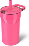 BrüMate Leap 12oz 100% Leakproof Kids Tumbler with Handle and Silicone Soft Straw | Drop Resistant Silicone Sleeve | For Kids 4+ | Insulated Stainless Steel | Cup Holder Friendly | 12oz (Neon Pink) by Br%C3%BCMate