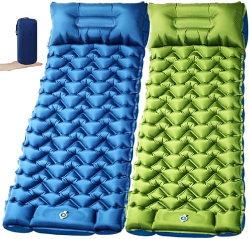 2 Pack 4-Inch Ultralight Camping Sleeping Pads with Foot Pump by Oramoose