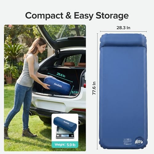 Self-Inflating Sleeping Pad for Camping, 3" Ultra-Thick Outdoor Camping Mat with Pillow & 9.5 R-Value, Insulated All-Season Foam Camping Mattress for Camping Travel Tent Car - Image 5