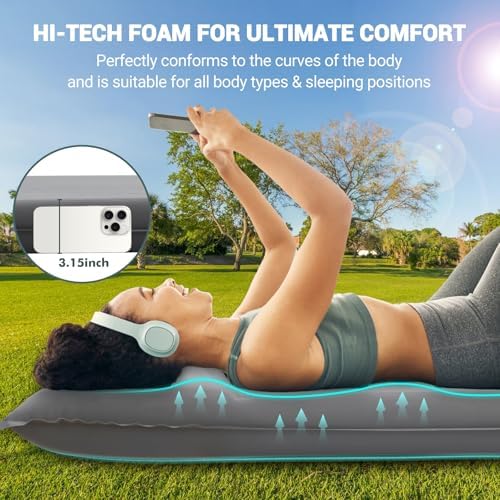 Elegear Self Inflating Sleeping Pad with Electric Pump 3.15" Memory Foam - Image 5