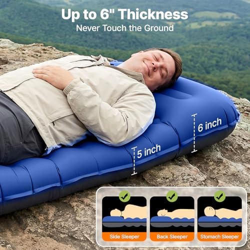 OGERY Sleeping Pad, Ultralight Inflating Camping Pad with 6" Extra-Thick - Image 3