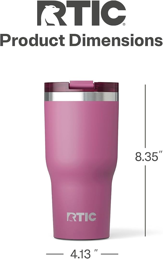 RTIC 30oz Essential Tumbler with Lid, Ceramic Lined, Insulated, Stainless Steel, Metal, Double Wall Vacuum-Insulation, Travel Cup for Iced Coffee, Tea, Hot and Cold Drink, Orchid - Image 5