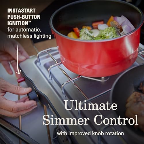 Coleman Triton+ 2-Burner Propane Camping Stove with InstaStart Ignition, Portable Camping Cooktop with 2 Adjustable Burners & Wind Guards, 22,000 BTUs of Power for Camping, Tailgating, Grilling - Image 6