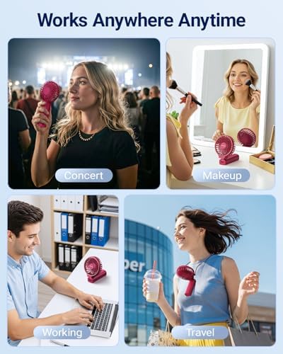 SWEETFULL Handheld Portable Fan, 5000mAh Rechargeable Battery, 6 Speed Wind, LED Digital Display, Foldable Electric Personal Mini Travel Fan with Backup Power, Summer Essentials Gifts for Women Girl - Image 5