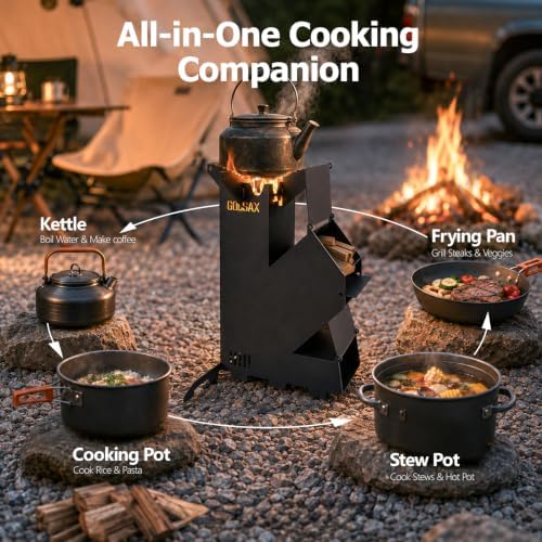 Rocket Stove Portable Wood-Burning Camping Stove with Storage Bag - Image 4