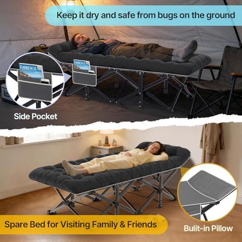 Slendor XXL Camping Cot with Mattress, Pillow & Carry Bag, 32" Extra Wide - Image 4