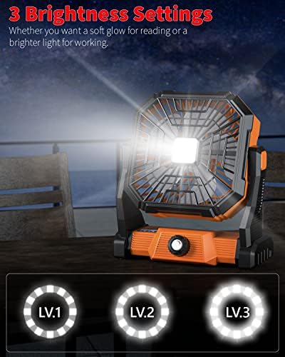 Portable Camping Fan,20000mAh Rechargeable Battery Powered Fan with LED Lantern, USB-C Battery Operated Fans,Ultra Quiet, for Outdoor Indoor Use,Travel, Tent,Beach, Picnic,Barbecue, Fishing,Home - Image 4