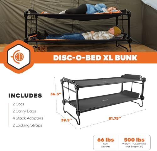 Disc-O-Bed Extra Large Portable Bunk Camping Cots with Carry Bags, Black - Image 6