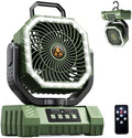 Camping Fan Rechargeable - 20000mAh Cordless Battery Powered Portable Fan with LED Lantern, Remote Auto Oscillating Wireless Fan USB Rechargeable Tent Fan for Travel Outdoor Cooling Car Home (Green) by Unknown
