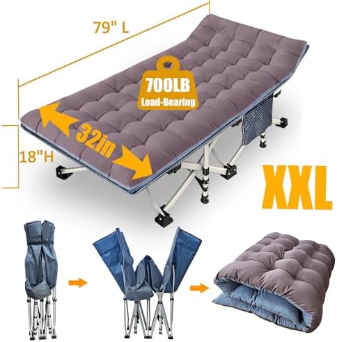 2 Pack Oversize 32" Camping Cot with Mattress, Sleeping Cots for Adults - Image 2