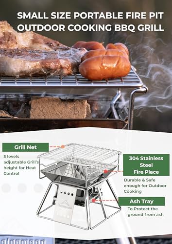 CAMPINGMOON Mini Charcoal Grill Portable Fire Pit Stainless Steel X-MINI - Image 4
