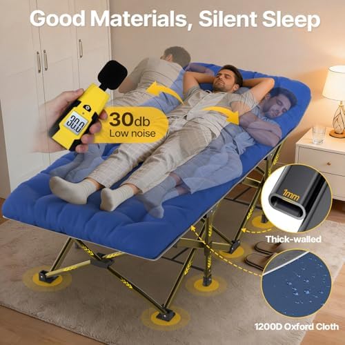 Slendor XXL Camping Cot with Mattress, Pillow & Carry Bag, 32" Extra Wide - Image 6