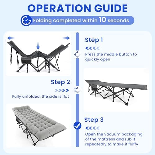 Camping Cot for Adults, Grey, 28" Extra Wide - Image 6