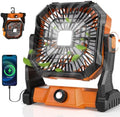 Portable Camping Fan,20000mAh Rechargeable Battery Powered Fan with LED Lantern, USB-C Battery Operated Fans,Ultra Quiet, for Outdoor Indoor Use,Travel, Tent,Beach, Picnic,Barbecue, Fishing,Home by GIPAOE