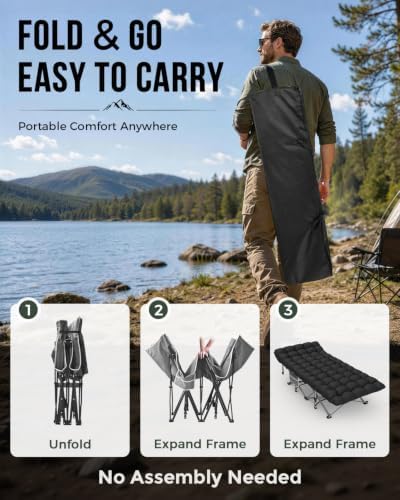 ZENPETIO XXL Folding Camping Cot for Adults, 32" Heavy-Duty Extra Wide Cots - Image 6