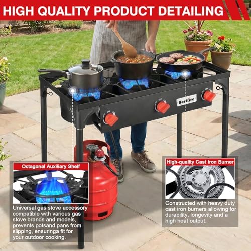 Bestfire 3 Burners Camping Stove for Cooking Outdoor, 225,000 BTU Propane - Image 4