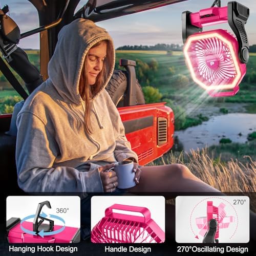 Odoland Portable Rechargeable Fan, 20000mAh Camping Fan with LED Lantern - Image 5