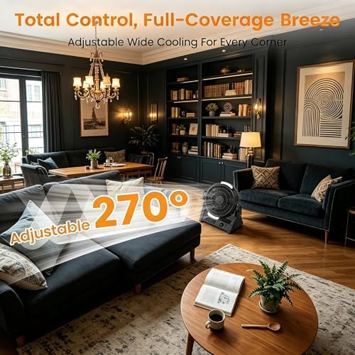 COWSAR Camping Fan Rechargeable, 10000mAh Battery, 100-Speed Adjustable, 3-in-1 Desk & Hanging Fan, Timer & Night Light, Outdoor USB Power Bank Fan for Tent Travel Bedroom Office - Image 3