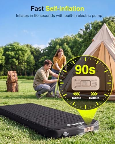 TaskStar 4" Self Inflating Sleeping Pad for Camping with Pillow, Electric Foam & Air Camping Sleeping Pad, 9.5 R-Value, 4 Season Air Mattress for Camping Essentials Gear for Tent Travel Car Cot - Image 3