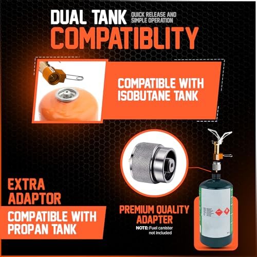Mini 3000W Camping Stove, Ultralight Backpacking Camp Stove with a Carrying Case and an Additional Adapter, Compatable with Isobutane and Propane Tanks, Portable and Collapsible - Image 7