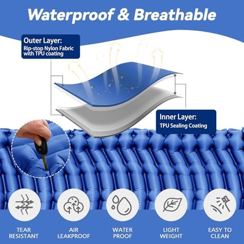 Ultralight Camping Sleeping Pad with Pillow & Built-in Foot Pump - Image 4
