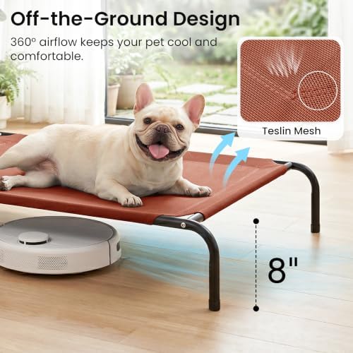 Love's cabin Elevated Cooling Dog Bed for Medium Dogs, Portable Indoor & Outdoor Raised Pet Dog Cat Cot, Durable Summer Frame with Breathable Mesh, Terracotta, 43" x 31.5" x 8" - Image 2