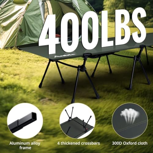 Anbte Height Adjustable Camping Cot, Support 400 lbs, Portable for 1 Person - Image 4