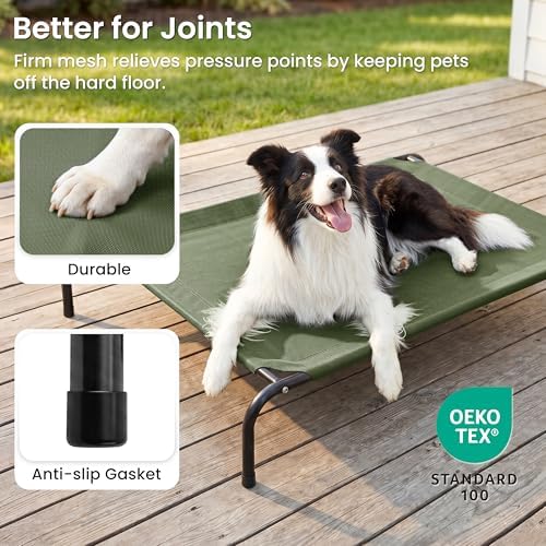 Love's cabin Elevated Cooling Dog Bed for Large Dogs, Portable Indoor & Outdoor Raised Pet Dog Cat Cot, Durable Summer Frame with Breathable Mesh, Olive Green, 48 inches - Image 4