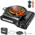 Propane or Butane Stove, Dual Fuel Propane Stove for Camping, 10,000 BTU Automatic Ignition Portable Gas Stove with Carrying Case & Windblocker & Griddle for Hiking(Fuel Not Included) by Gospowor