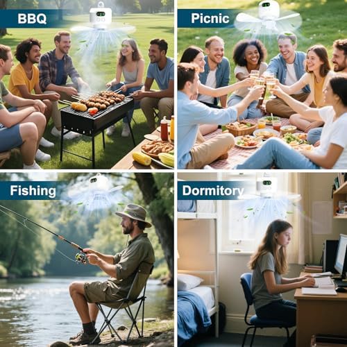 10.6 Inch Portable Camping Fan with Light, 8000mAh Rechargeable Tent Fan - Image 5