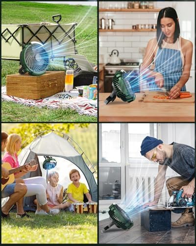 ASNUG Camping Fan with LED Lantern, 6000mAh Battery Operated Rechargeable Fan, 3 Speeds,180° Rotation, Portable Desk Fan with Hanging Hook, Tent Fan for Travel Camping Outdoor Fishing - Image 7