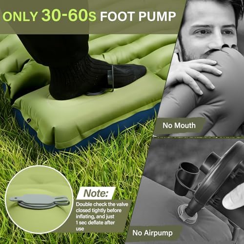 FUN PAC Camping Sleeping Pad, Ultralight Camping Mat with Pillow, Built-in Foot Pump Inflatable Sleeping Pads Compact for Camping Backpacking Hiking Traveling Tent,Single,Green - Image 6