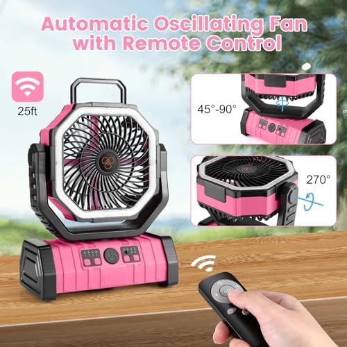 Odoland 30000mAh Camping Fan with LED Lantern, Rechargeable Battery Fan - Image 6