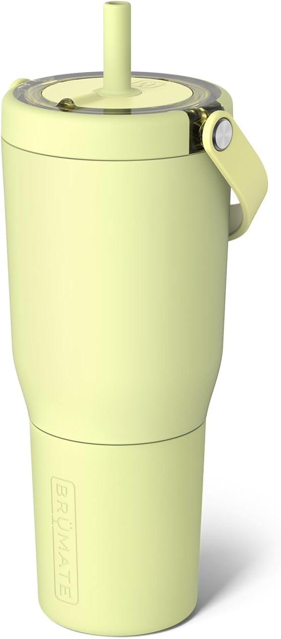 BrüMate Resa 35oz 100% Leakproof Travel Tumbler w/Handle & Straw | Flexible SoftSip Straw | Silicone Sleeve for Durability | Stainless Steel | Cup Holder & Travel Friendly Water Bottle (Prickly Pear) by Br%C3%BCMate