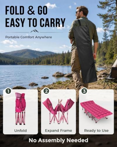 ZENPETIO XXL Folding Camping Cot for Adults, 32" Heavy-Duty Extra Wide Cots - Image 6