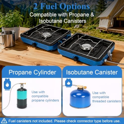 Uniflasy Foldable 2 Burner Camping Stove with Griddles - Image 5