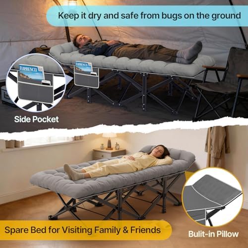 Slendor XXL Camping Cot with Mattress, Pillow & Carry Bag, 32" Extra Wide - Image 5