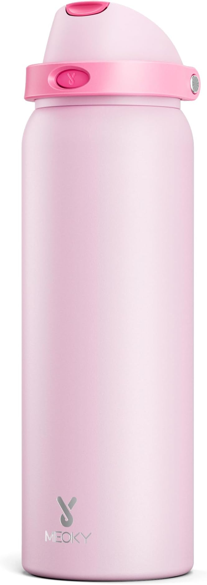 40 oz Insulated Water Bottle for Sports: Meoky Stainless Steel Water Bottle with 2-in-1 Straw and Spout Lid - Leak Proof, Cold for 24 Hours, Protective Silicone Base, BPA-Free for Women Gym, Blush by MEOKY