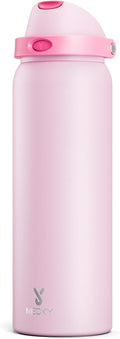 40 oz Insulated Water Bottle for Sports: Meoky Stainless Steel Water Bottle with 2-in-1 Straw and Spout Lid - Leak Proof, Cold for 24 Hours, Protective Silicone Base, BPA-Free for Women Gym, Blush by MEOKY