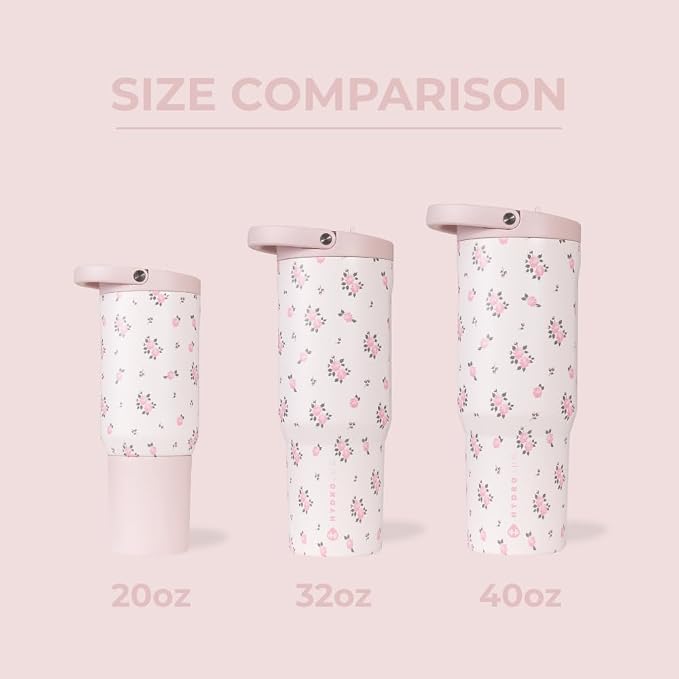 HydroJug Sport - Stainless Steel Tumbler with Straw, Vacuum Insulated, 20oz Leakproof Water Bottle, Ergonomic Design, Reusable, Dishwasher Safe, Rubber Base, Durable for Gym or Outdoors, Wildrose - Image 4