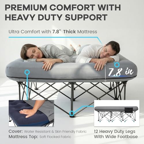 FUNDANGO Queen Camping Cot with Electric Pump and Air Mattress, 80 x 60 in - Image 6