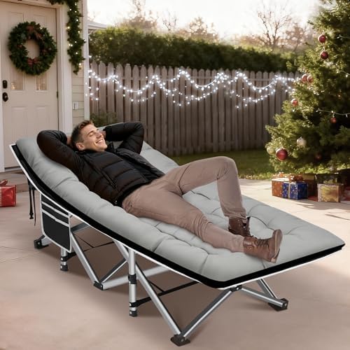 HABUTWAY Camping Cots for Adults, 600lbs Capacity, Folding Camping Cot with Mattress, Sleeping Cots for Adults with Carry Bags for Travel,Beach,Patio,Home Office,Nap Time - Image 2