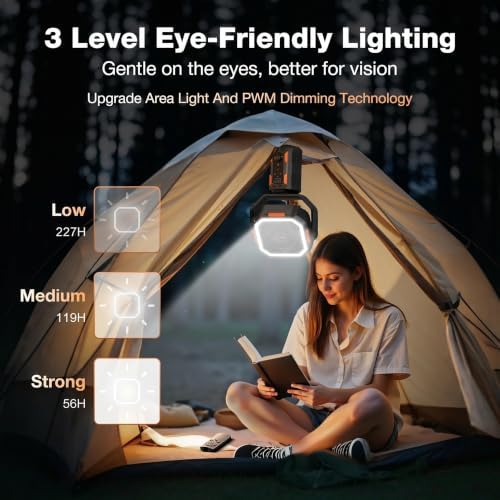 OGERY Portable Camping Fan with Adjustable Height Stand, 30000mAh Battery Powered Fan with Remote, LED Light, Auto Oscillation for Tent, RV, Bedroom, Travel – Floor & Desk Fan - Image 6